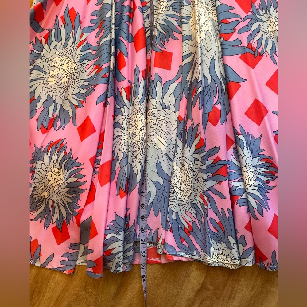 Outrageously Gorgeous Vintage Floral Print Maxi Dress Belted Gown, Size Medium - Picture 12 of 16